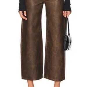 Free People Misha Brown Pleather Wide-Leg Pants